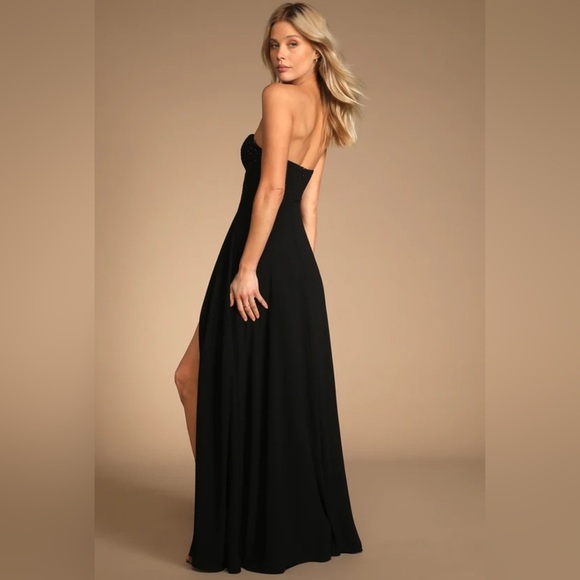 Lulus remember this moment black rhinestone strapless maxi dress Sz XS nwot - Picture 4 of 5